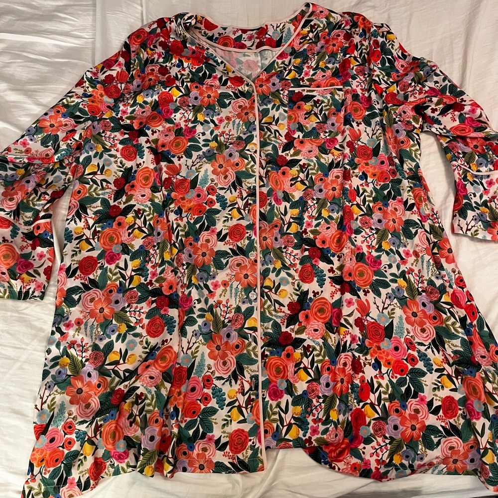 Summer Salt Rifle Paper Co. Garden Party pattern nightshirt